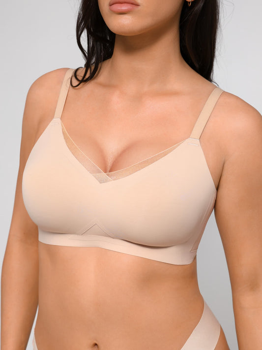 High Elasticity Comfort Full Coverage and Side Support V-Neck Bra